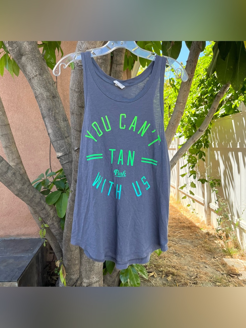 Victoria’s 2014 Secret Pink "You Can't Tan With Us" Graphic Tank Top ☀️🌴.